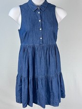 Tommy Hilfiger Tiered Babydoll Dress Womens 6 Chambray Denim Sleeveless Preppy
