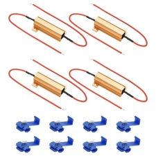 50W 27 Ohm Aluminum Shell Resistor, 4Pcs Housing Resistor with Clips, Golden