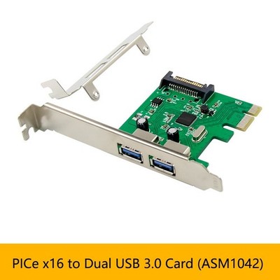 PCIe x1 to Dual USB 3.0 5Gbps Industrial Controller Adapter Card ASM1042A
