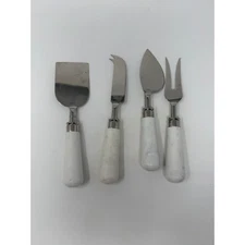 Cheese Knives Set Marble Handle Stainless Steel Spreaders Servers 4 Piece