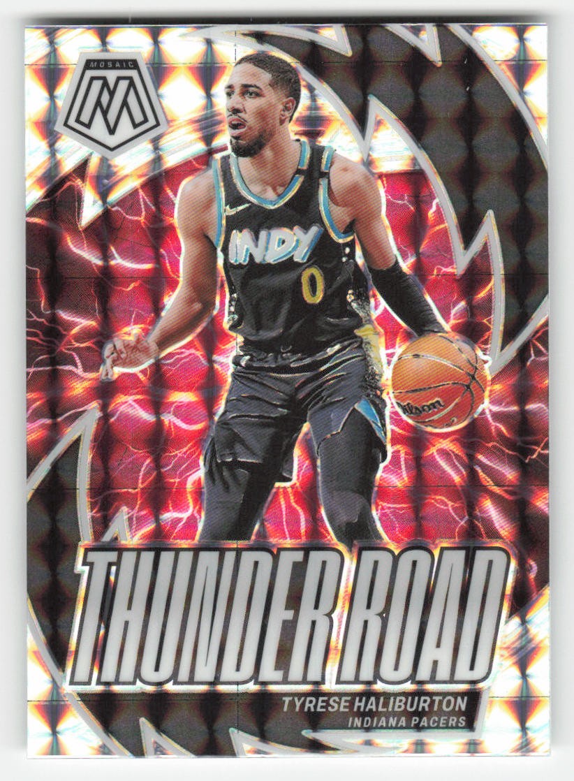 Tyrese Haliburton 2023-24 Panini Mosaic Thunder Road Silver Mosaic #18 A23