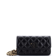 Chanel CC Resin Flap Phone Holder with Chain Quilted Lambskin