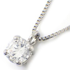 Fine Jewelry Necklace Solitaire Round 1 Point Diamond PT900 PT850