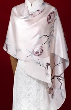 100% Silk mulberry Scarf Women neckerchief Shawl Wrap floral beige coffee HD1-13