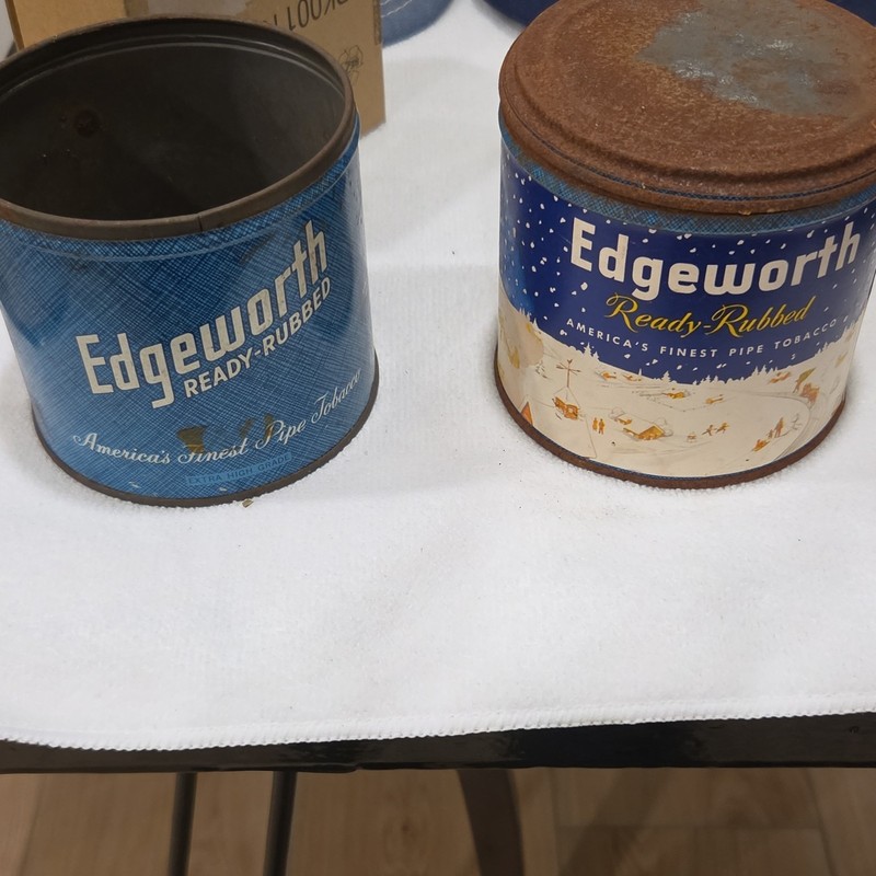 Lot 2 Vintage Edgeworth  Tobacco Tins, Ready Rubbed. winter scene