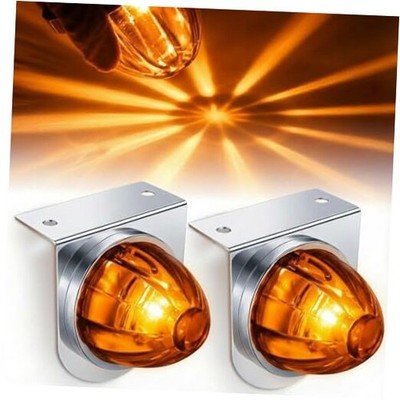 2PCS LED Star Watermelon Marker Lights with Brackets，LED Watermelon Light Amber