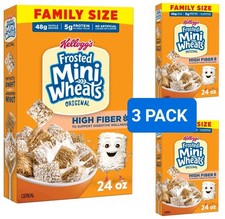 PACK DE 3 cereales Kellogg's Frosted Mini Wheats tamaño familiar 24 OZ