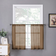 Sheer Tier Curtain Linen Textured Half Kitchen Curtains Sheer Light Filtering Ro