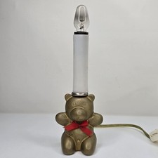 Vtg Brass Bear Lamp Nursery Child's Room Nightlight Candle Style Electric Read