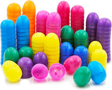 Fillable Easter Eggs 50-Pack with Hinge Bulk Colorful Bright Plastic Easter Eggs