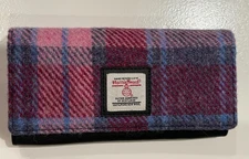 Harris Tweed Womens Pink Plaid Snap Wallet Maccessori