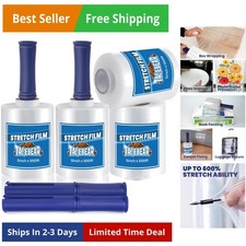 Mini Clear Stretch Wrap Film 80 Gauge 5" x 1000Ft, Shrink Wrap Roll with Hand...