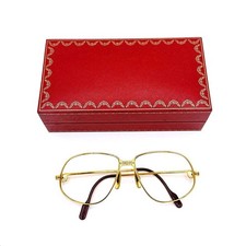 CARTIER Maillon Aviator Eyeglasses Glasses Frame Gold Metal 59-14 140 with Box