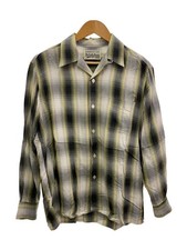 WACKO MARIA OMBRAY CHECK OPEN COLLAR SHIRTS L S S Linen 22FW WMS OC02