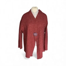 Heteroclite Angora Wool Blend Burgundy Lagenlook Oversized Cardigan Size Large