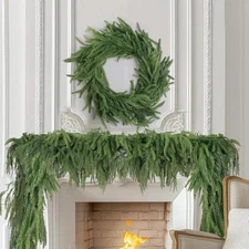 2X Christmas Norfolk Pine Garland 6FT Artificial Real Touch Greenery for Mantle
