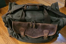 Vintage Ducks Unlimited Large Canvas Duffel Olive Green And Leather Hunting
