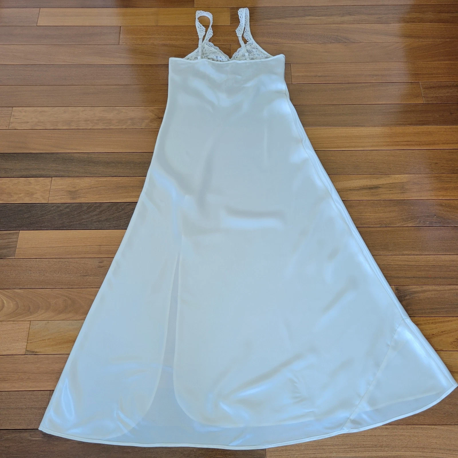 UNDERCOVER Abito da notte lungo maxi lucido vintage Victoria's Secret etichetta oro avorio slip dress M