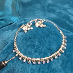 Vintage Coro Aurora Borialis Rhinestone necklace and earring set.