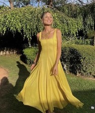 ZARA NEW WOMAN STRAPPY ASYMMETRIC PLEATED DRESS SIZE M MID-YELLOW 3024/375/310