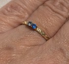 Petite Antique 10K Two Stone Blue Sapphire Ring — photo 1