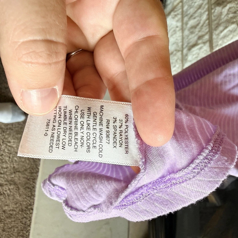 Xersion Lavender White Striped Tank Top Women’s Small - Image 3 of 4