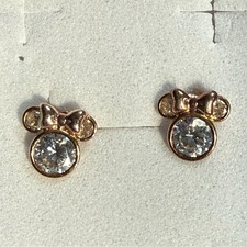 Disney Minnie Mouse 14K Gold Stud Earrings CZ  Authentic  14K Stamped  1.02g