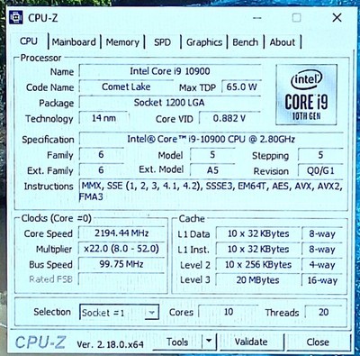 SRH8Z - Intel Core i9-10900 CPU 2.8GHz 10 Core LGA 1200 20MB 8GT/s Processor