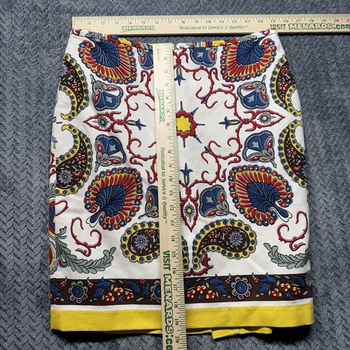 Tommy Hilfiger Paisley Medallion Print Skirt 10 Cotton Lined Colorful Boho Prep - Picture 8 of 10