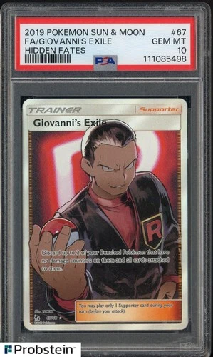 2019 Pokemon Sun & Moon Hidden Fates #67 FA/ Giovanni's Exile PSA 10 GEM MINT