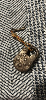 Vintage Metal Padlock with Key and Rope
