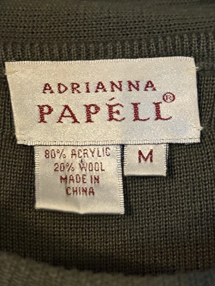 Adrianna Papell falda y conjunto túnica cuello alto falso talla mediana punto verde mezcla de lana Foto 4 de 4