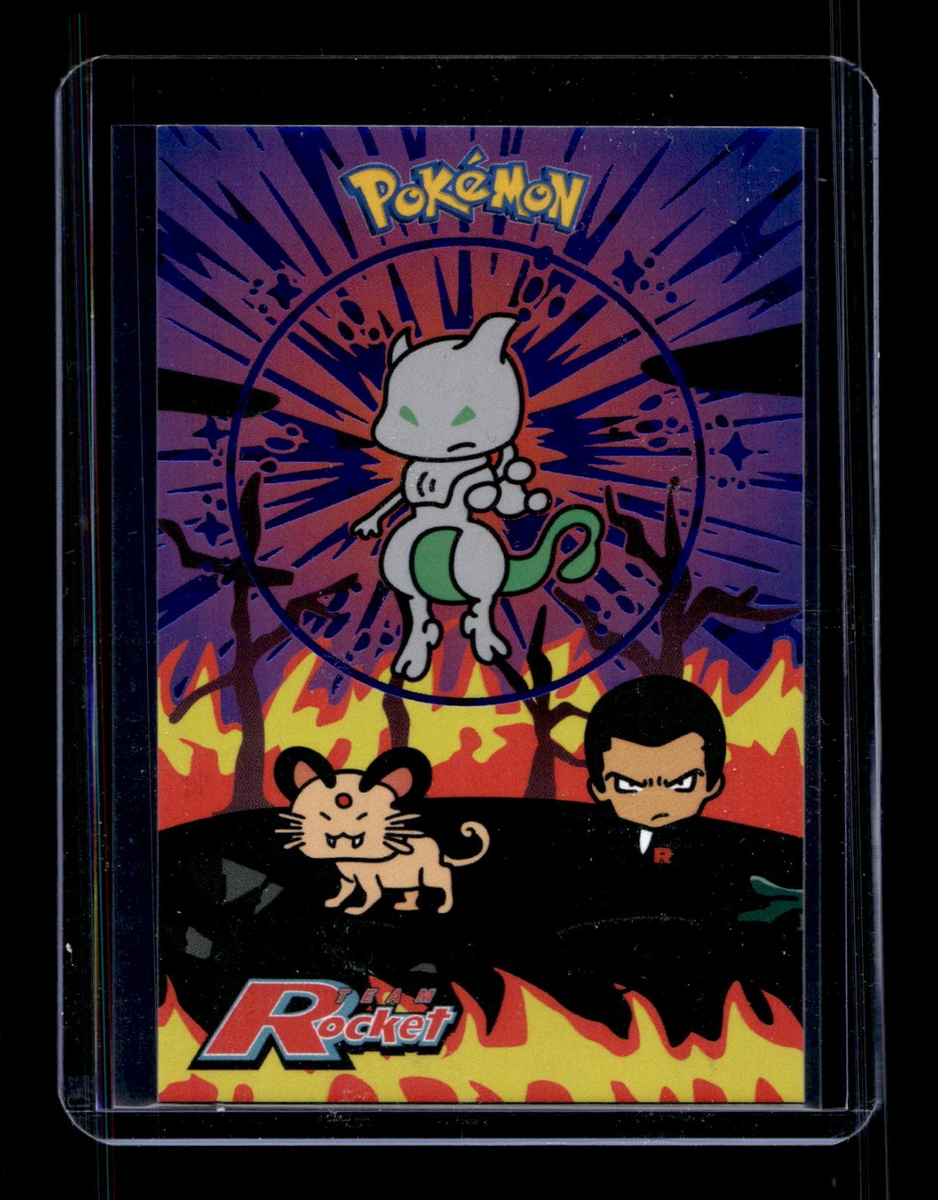 Pokemon Bubble Mewtwo Giovanni Persian Blue Holo Team Rocket Card