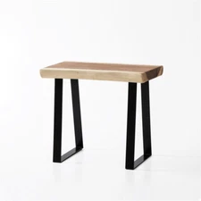 Natural Solid Wood Rectangle Bench Coffee Side Table with Metal Legs Rustic