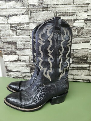 Cowtown Vintage Black Exotic Embroidered Leather Cowboy Mens 9D HottMamba Vintage | X-Tall Men main image 4