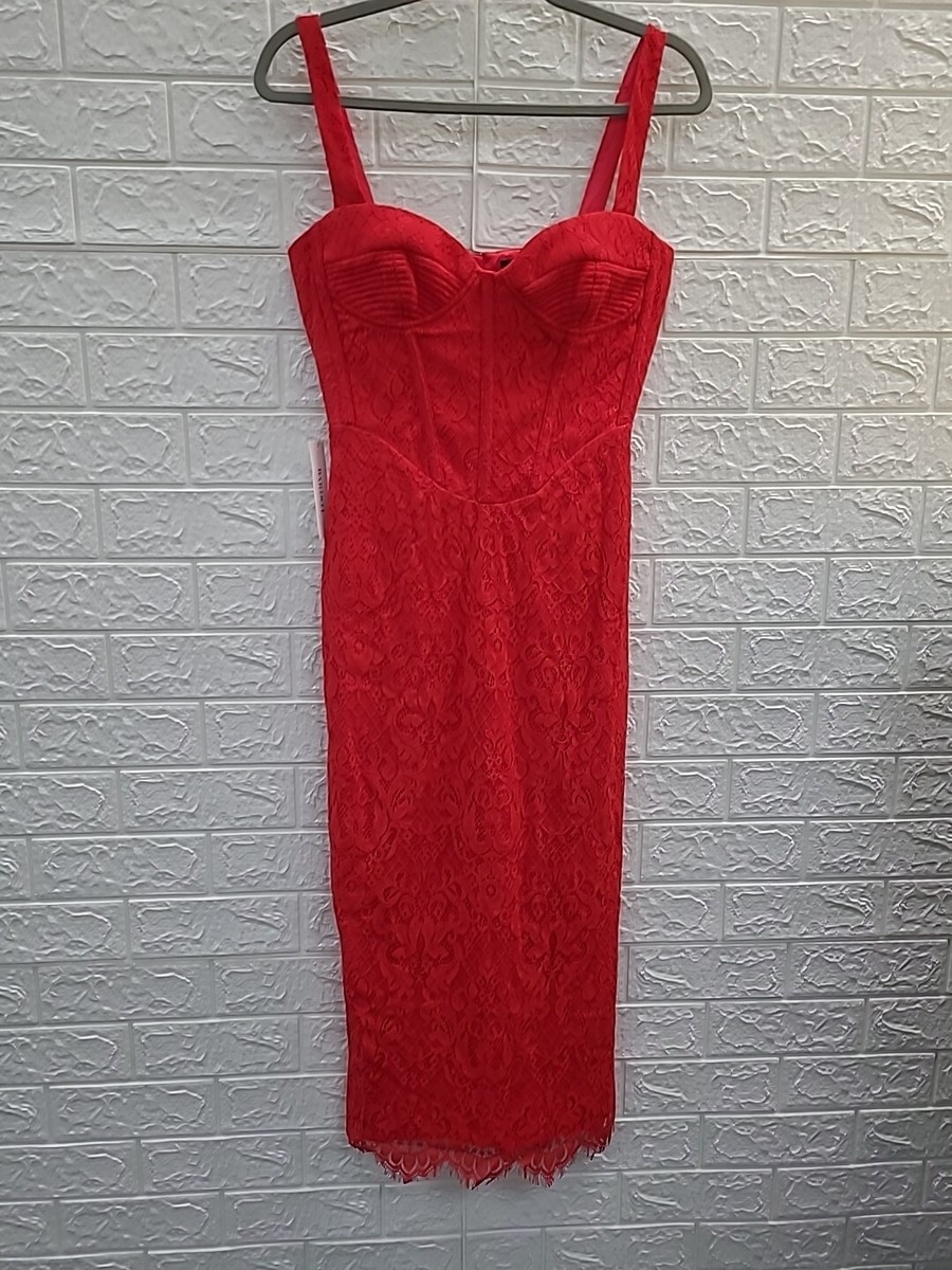 bardot fire red dress Bardot