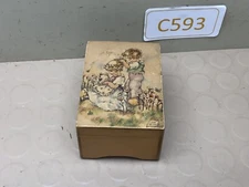 VINTAGE THORENS WOOD MUSIC BOX SWITZERLAND Brahms Lullaby - WORKS !!