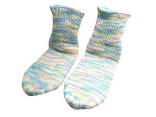 New Hand Knitted Woman Socks Medium Size 7-9 Multi Color