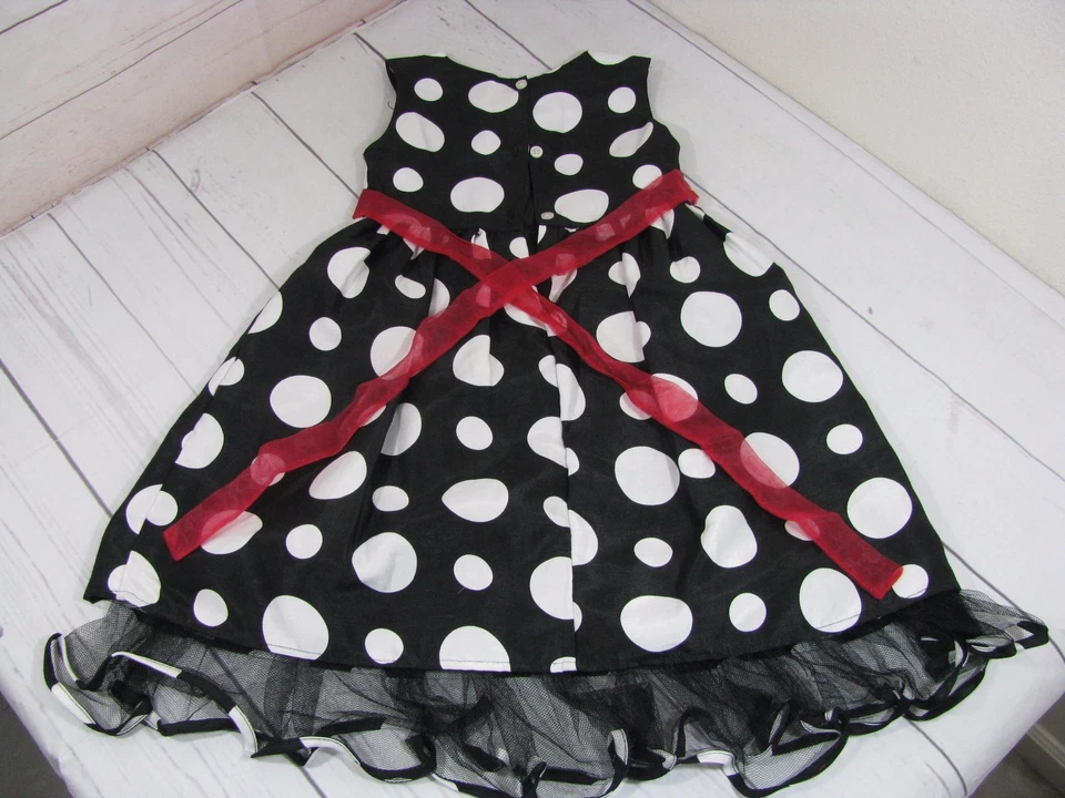 "Brooke Lindsay" Girls Black Polka Dot Dress Size 5 - Image 2 of 2
