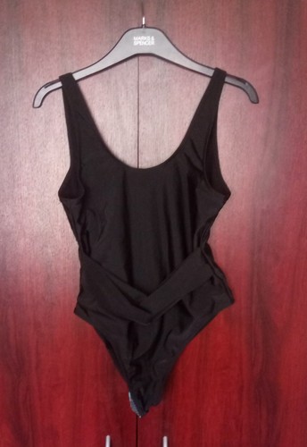 Missguided Womens Black Scoop Neck Loop Belt High Leg Swimsuit Size 12 - Picture 2 of 4