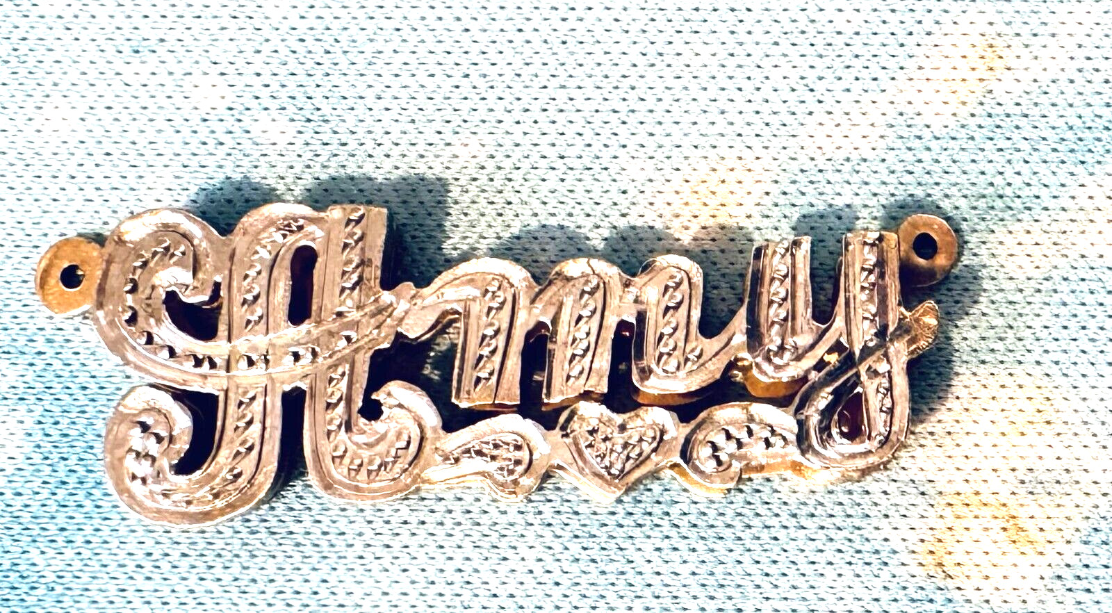 14KT Solid Yellow Gold Double Plate Nameplate "Am… - image 1