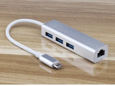 3 Ports Type C To USB 3.0 HUB USB C HUB Gigabit Ethernet Rj45 Lan Adapter