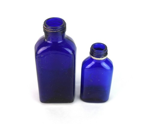 Vintage Collectible Two Cobalt Blue Glass Bottles No Caps Multi-utility G16-161 - Picture 2 of 9