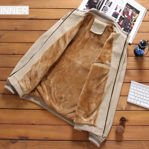 Herbst Winter Herren Baumwolljacke Fleece verdickt warm Baseballjacke Oberbekleidung - Bild 9 von 20