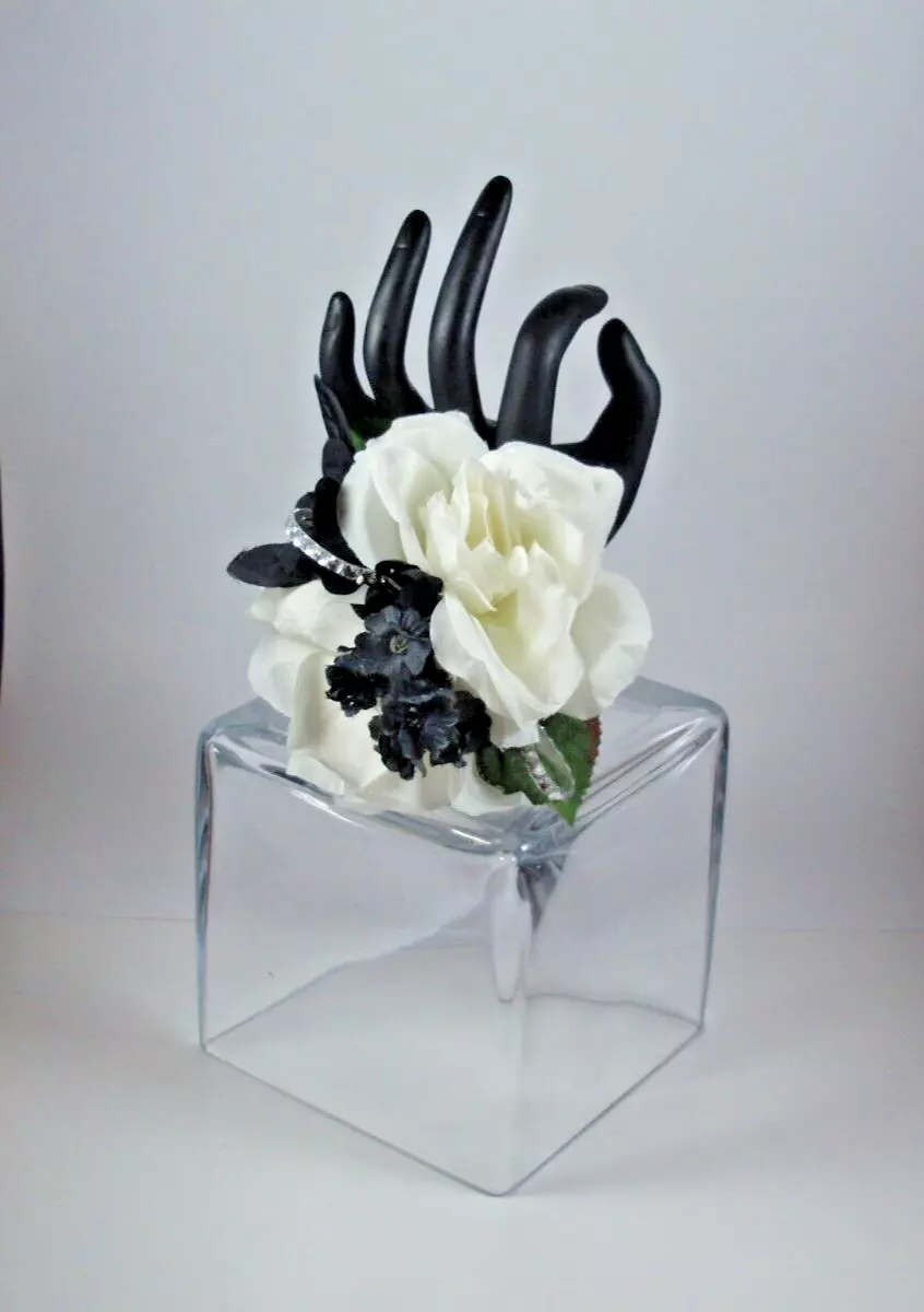 Black and cream wrist corsage deals