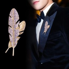 Hollow Feather Brooches for Men Classic Brooch Suit Lapel Pin Jewelry