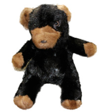 Real Mink Fur Teddy Bear Black Brown Plush Stuffed Toy Vintage 11.5" RARE