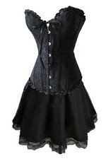 Corsage Kleid Mini Rock Petticoat Gothik schwarz  Vakuumbeutel