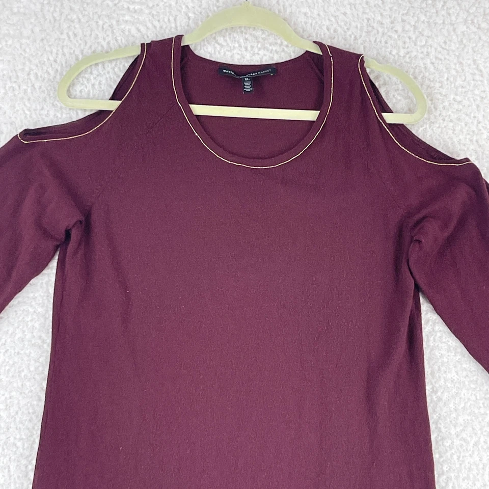 Camisa Casa Blanca Mercado Negro Mujer Talla XL Granate Hombro Frío Manga Larga Foto 3 de 4