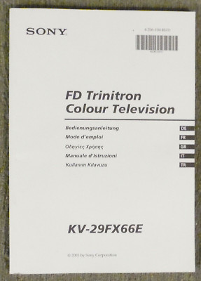 Bedienungssanleitung - Sony FD Trinitron Colour Television KV-29FX66E , 2001